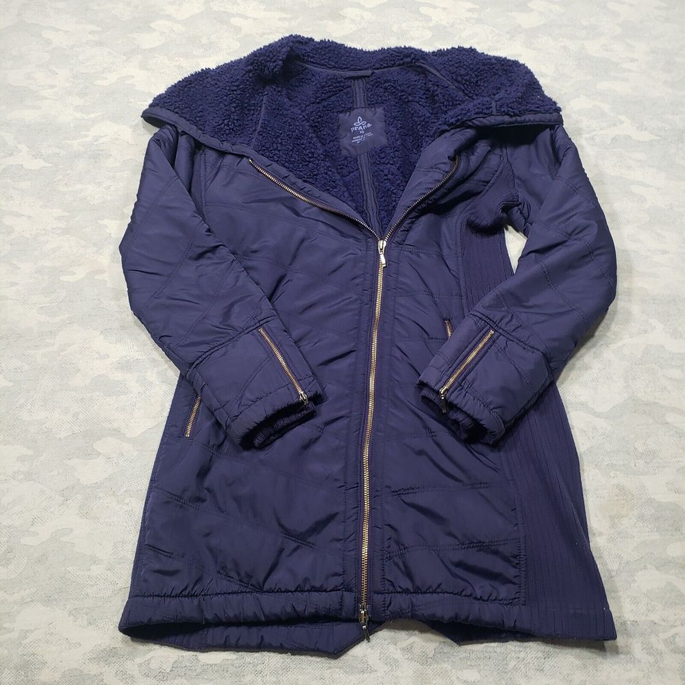 PrAna Diva Coat Jacket Womens XS Purple Zip Up Sherpa Lined Outdoors
